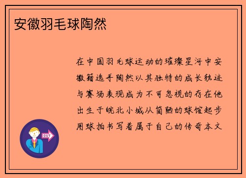 安徽羽毛球陶然
